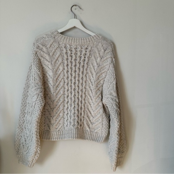 Rebecca Minkoff Blake Pearl Embellished Cable Knit Sweater in Cream Size Medium - Picture 5 of 12